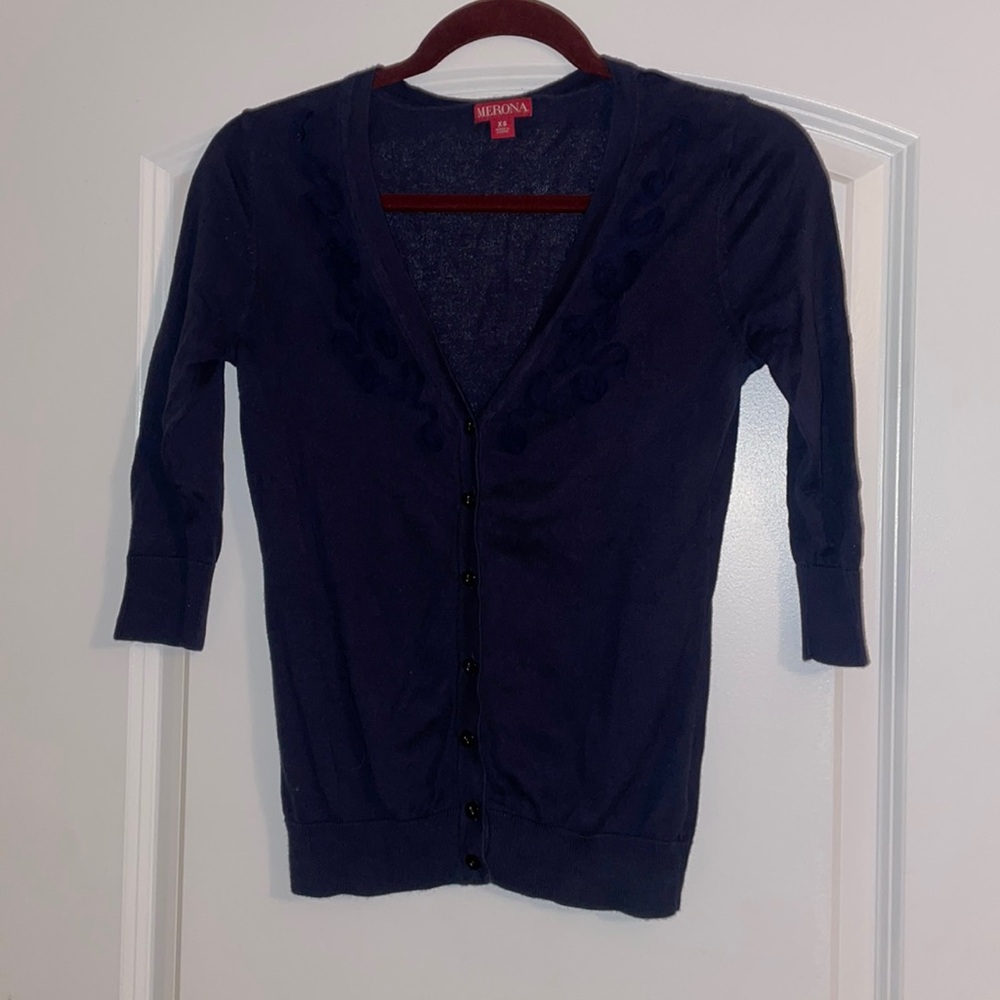 Navy Merona Button Up Sweater